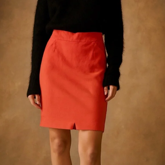 J. Crew The Pencil Skirt Coral Orange Cotton Size 0 - Picture 1 of 7